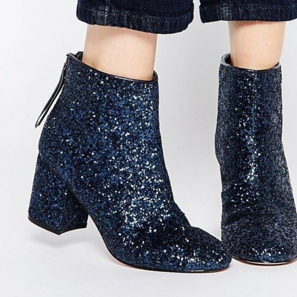 SOLD‼ Talcahuano Navy Glitter Ankle Boot - Picture 2 of 8